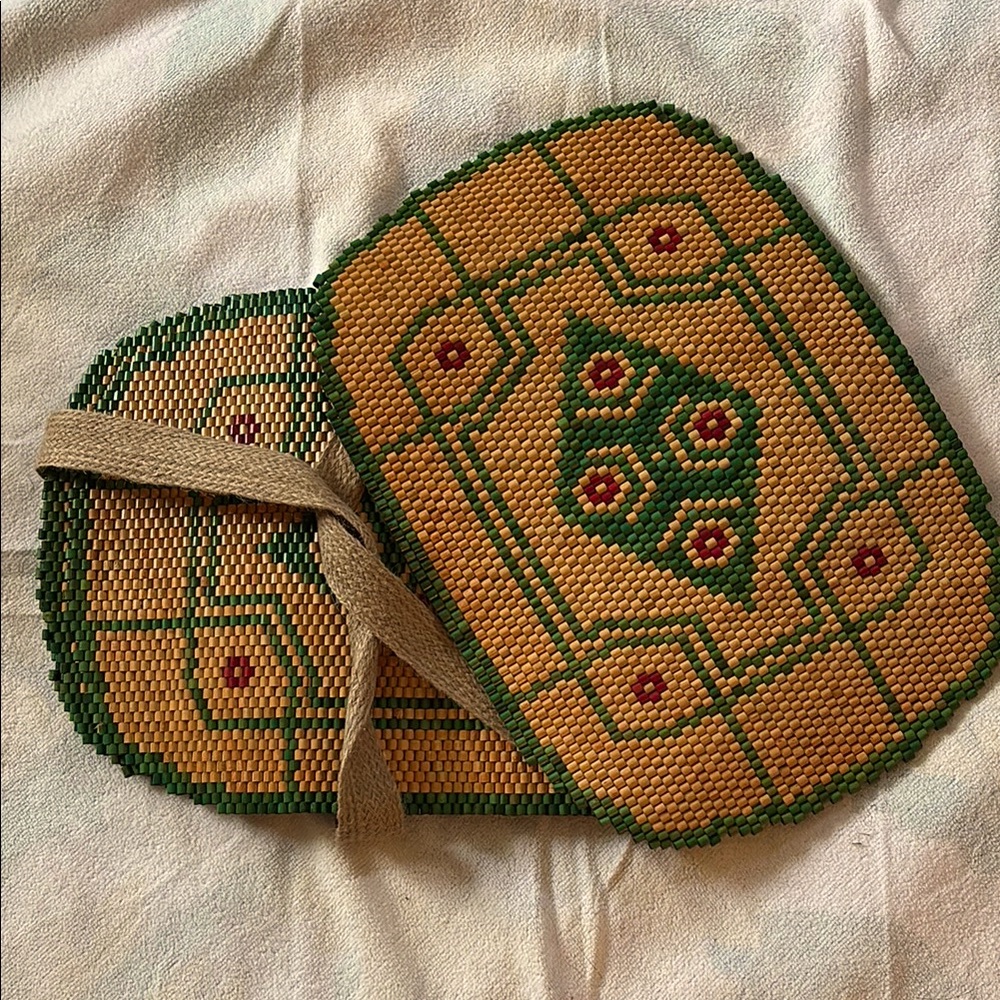 Vintage Wooden beads placemats- Set of four